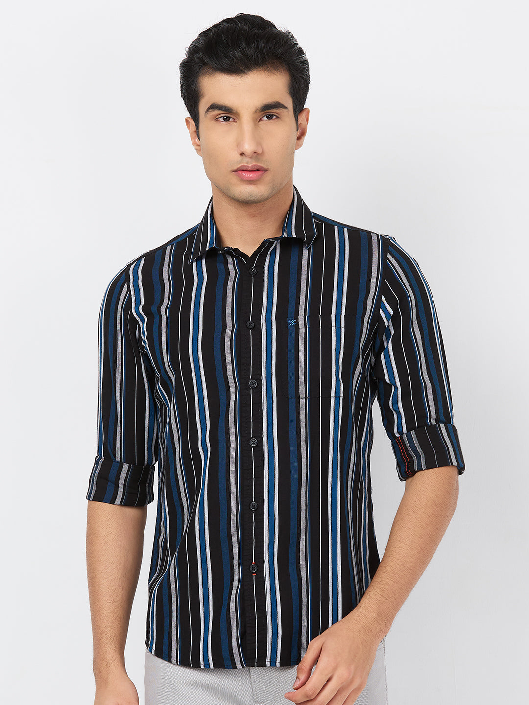 Killer Men Black Stripe Slim Fit Shirts