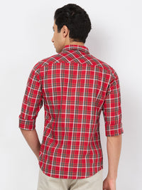 Killer Men Red Checks Slim Fit Shirts