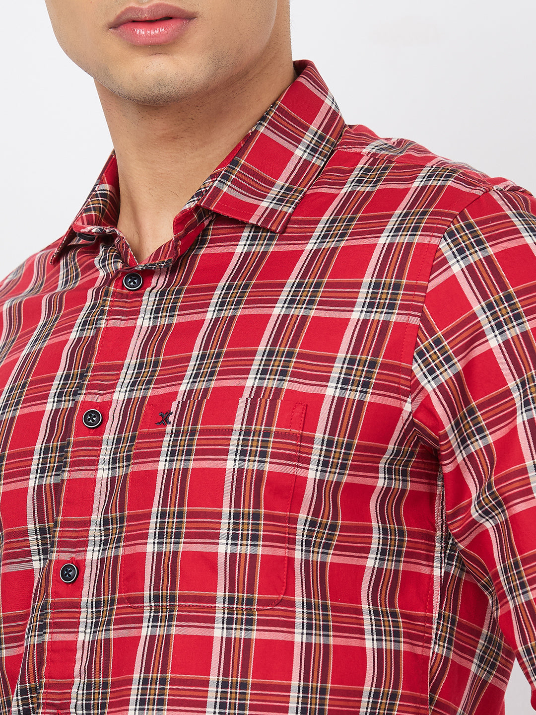 Killer Men Red Checks Slim Fit Shirts