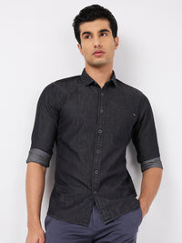 Killer Men Dark Grey Solid Slim Fit Shirts