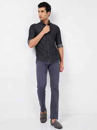 Killer Men Dark Grey Solid Slim Fit Shirts