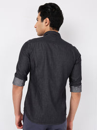 Killer Men Dark Grey Solid Slim Fit Shirts