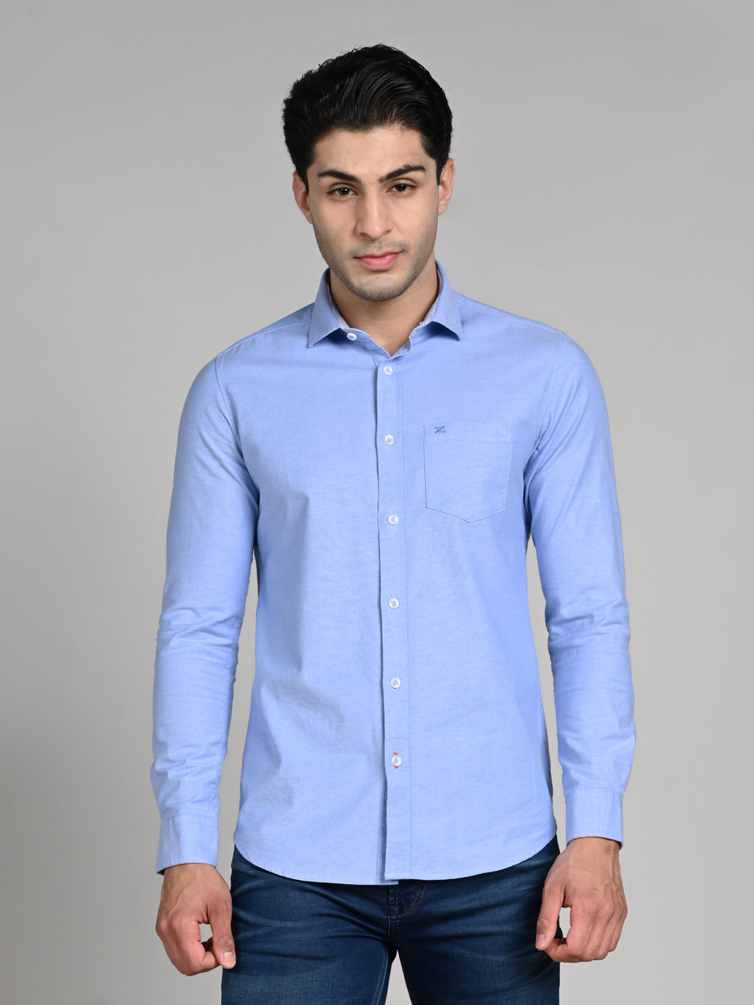 Killer Men Blue Solid Slim Fit Shirts