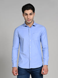 Killer Men Blue Solid Slim Fit Shirts