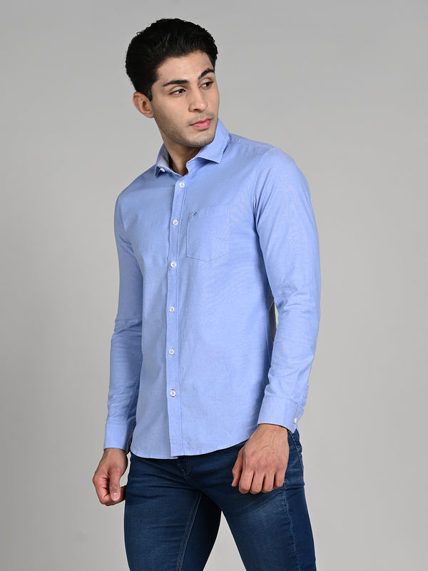 Killer Men Blue Solid Slim Fit Shirts