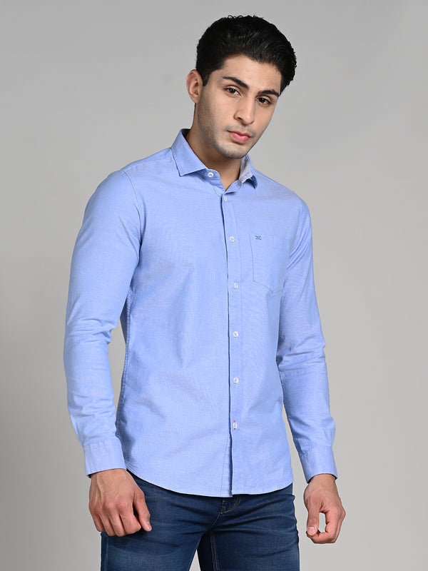 Killer Men Blue Solid Slim Fit Shirts