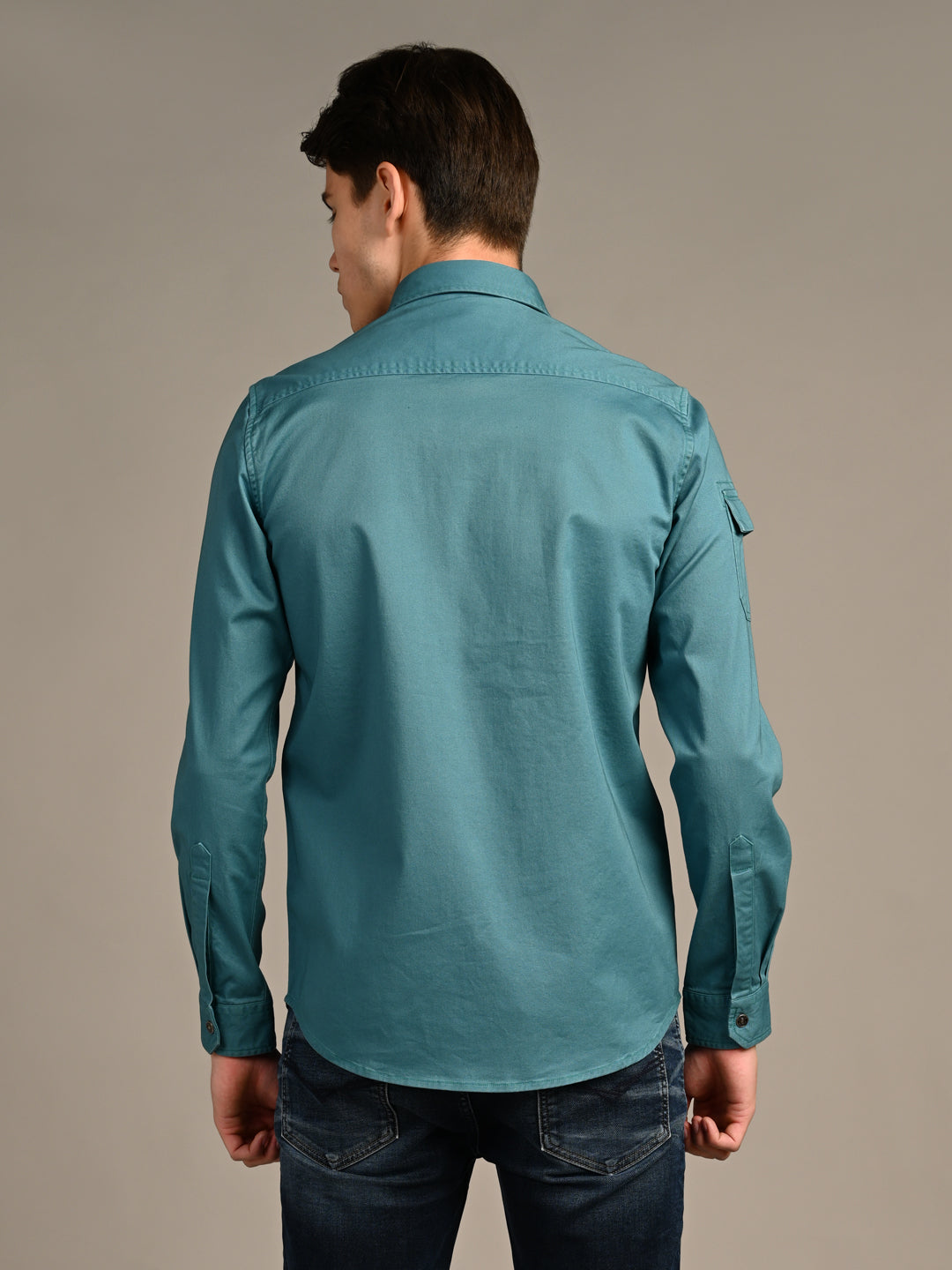 Killer Men Green Solid Straight Fit Shirts