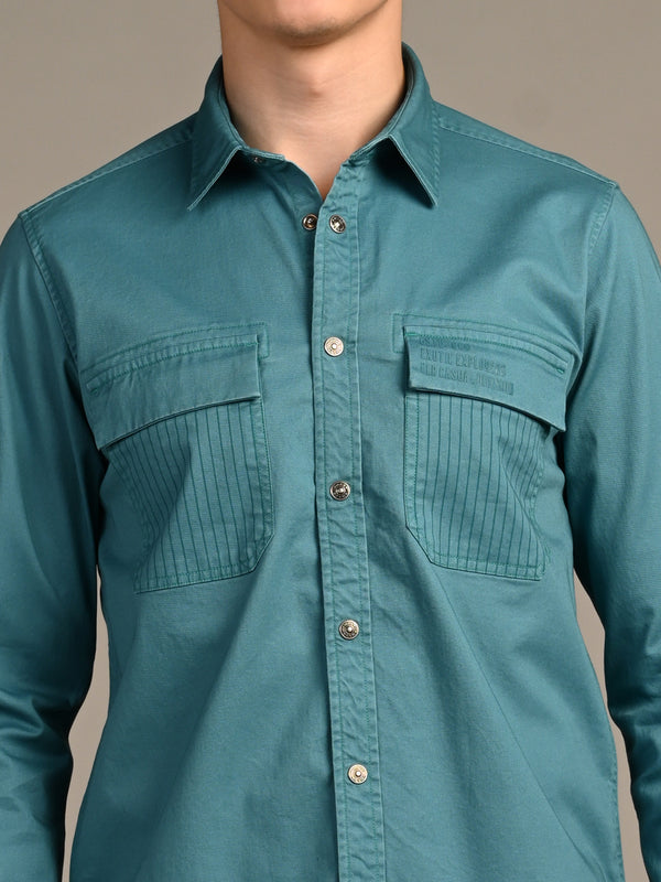 Killer Men Green Solid Straight Fit Shirts