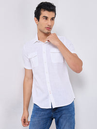Killer Men White Solid Slim Fit Shirts