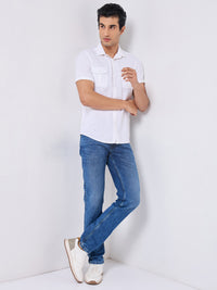 Killer Men White Solid Slim Fit Shirts