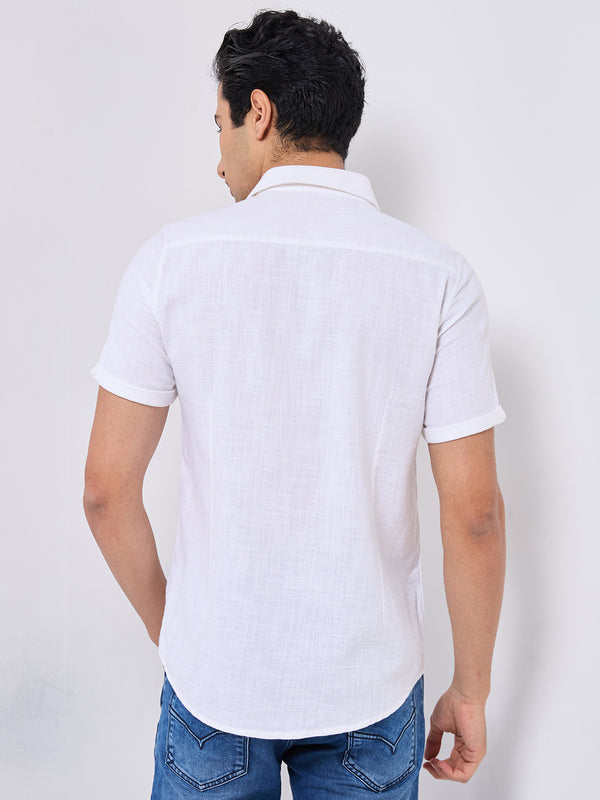 Killer Men White Solid Slim Fit Shirts