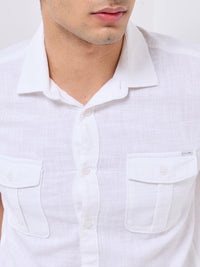 Killer Men White Solid Slim Fit Shirts