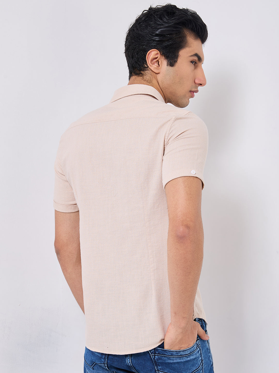 Killer Men Cream Solid Slim Fit Shirts