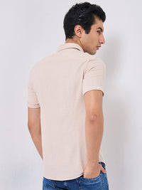 Killer Men Cream Solid Slim Fit Shirts