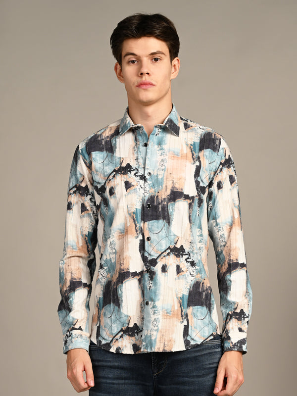 Killer Men Off White Printed Straight Fit Shirts