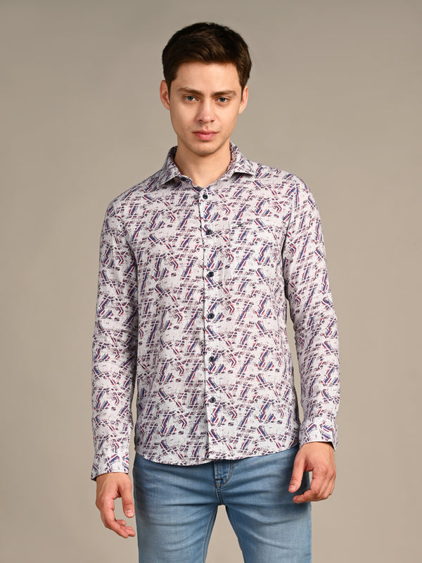 Killer Men Maroon Printed Straight Fit Shirts