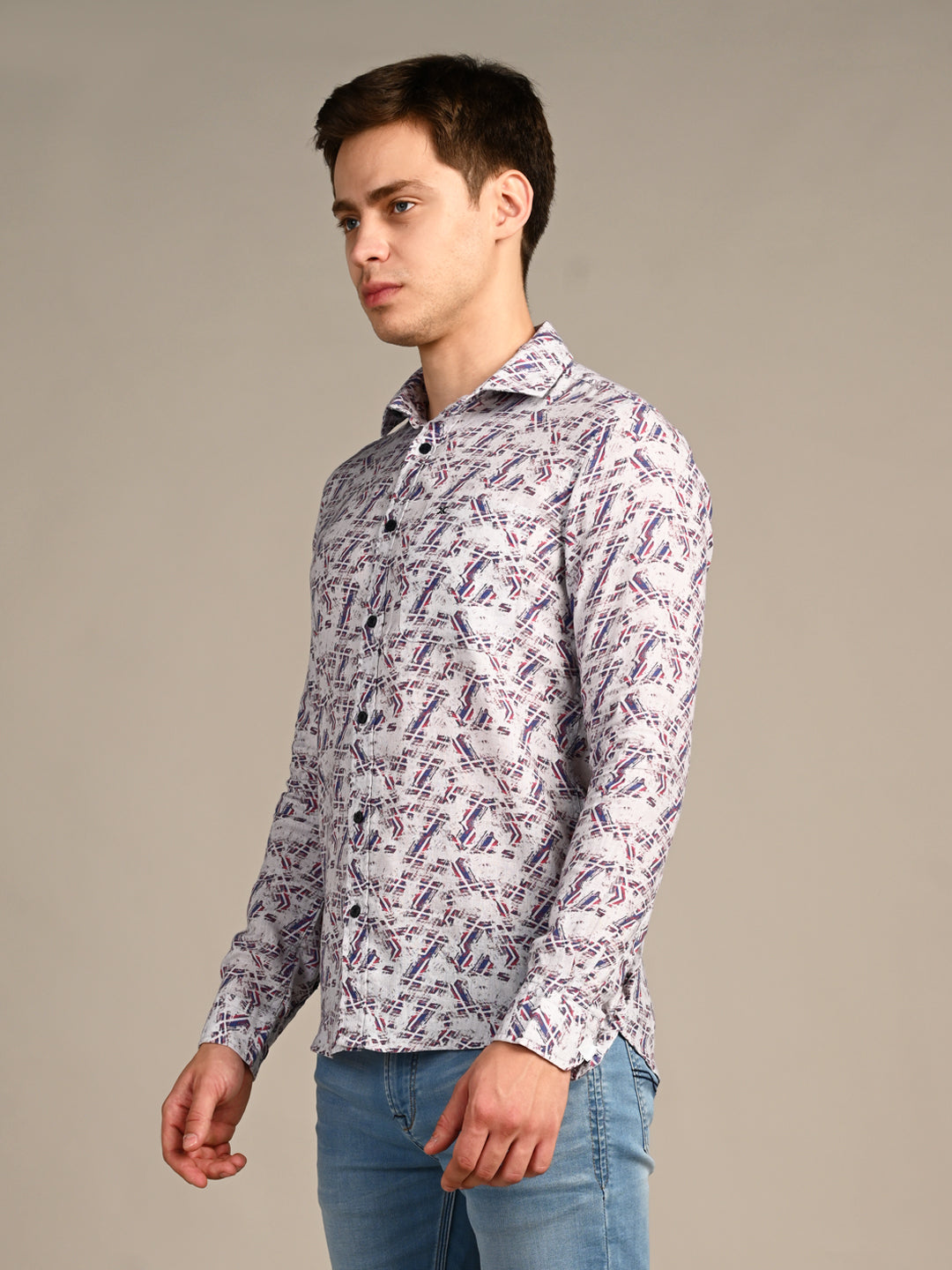 Killer Men Maroon Printed Straight Fit Shirts