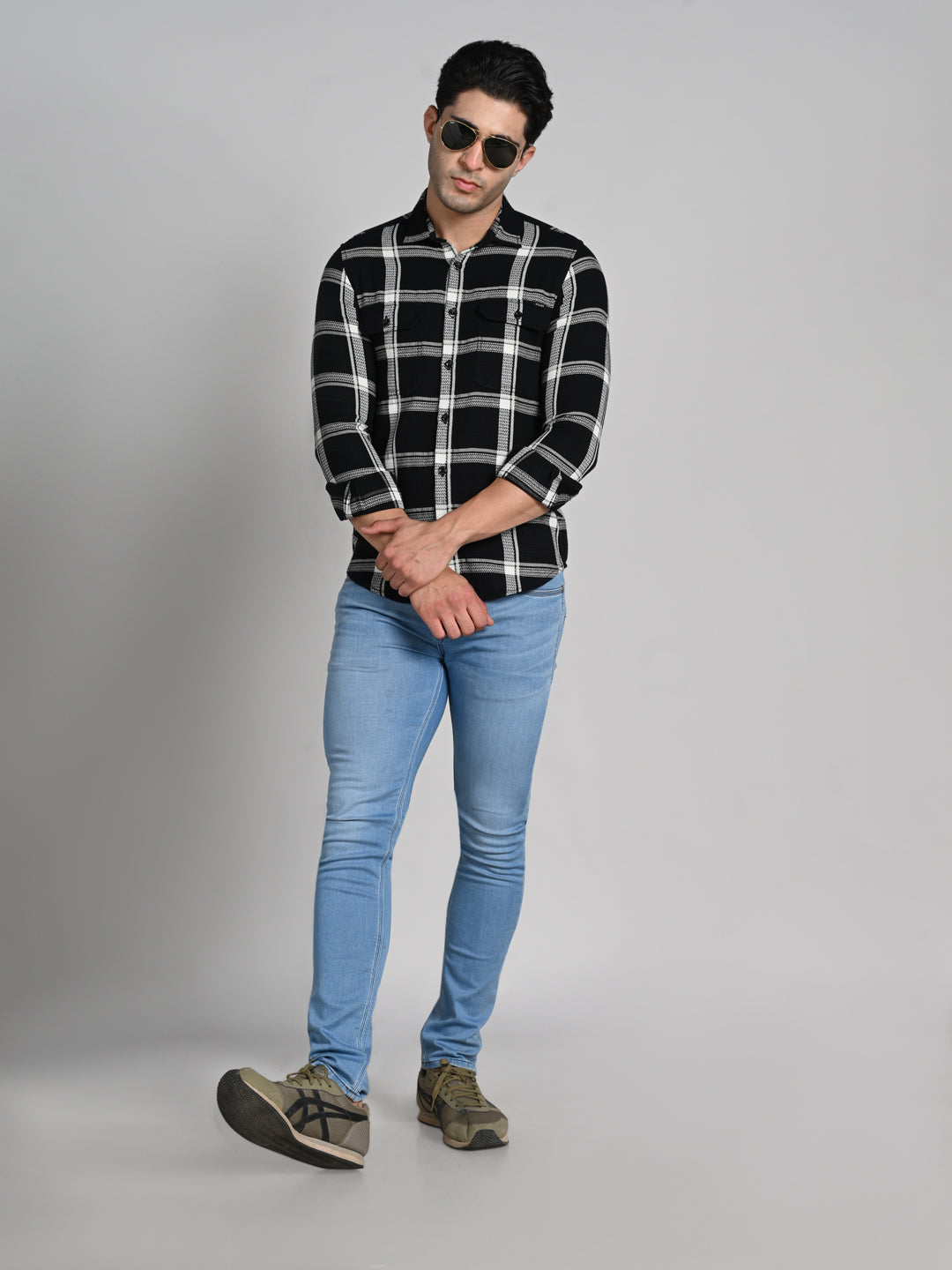 Killer Men Black Checks Straight Fit Shirts