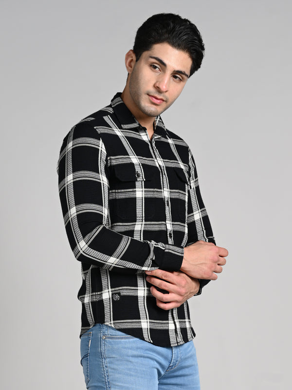 Killer Men Black Checks Straight Fit Shirts
