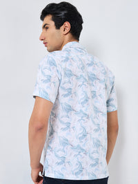 Killer Men Light Green  Printed Regular Fit Shirts