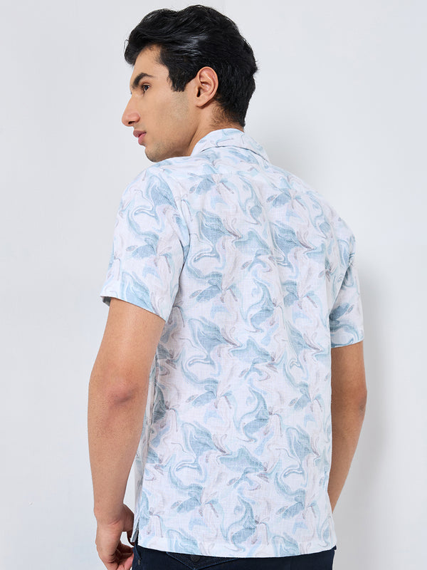 Killer Men Light Green  Printed Regular Fit Shirts