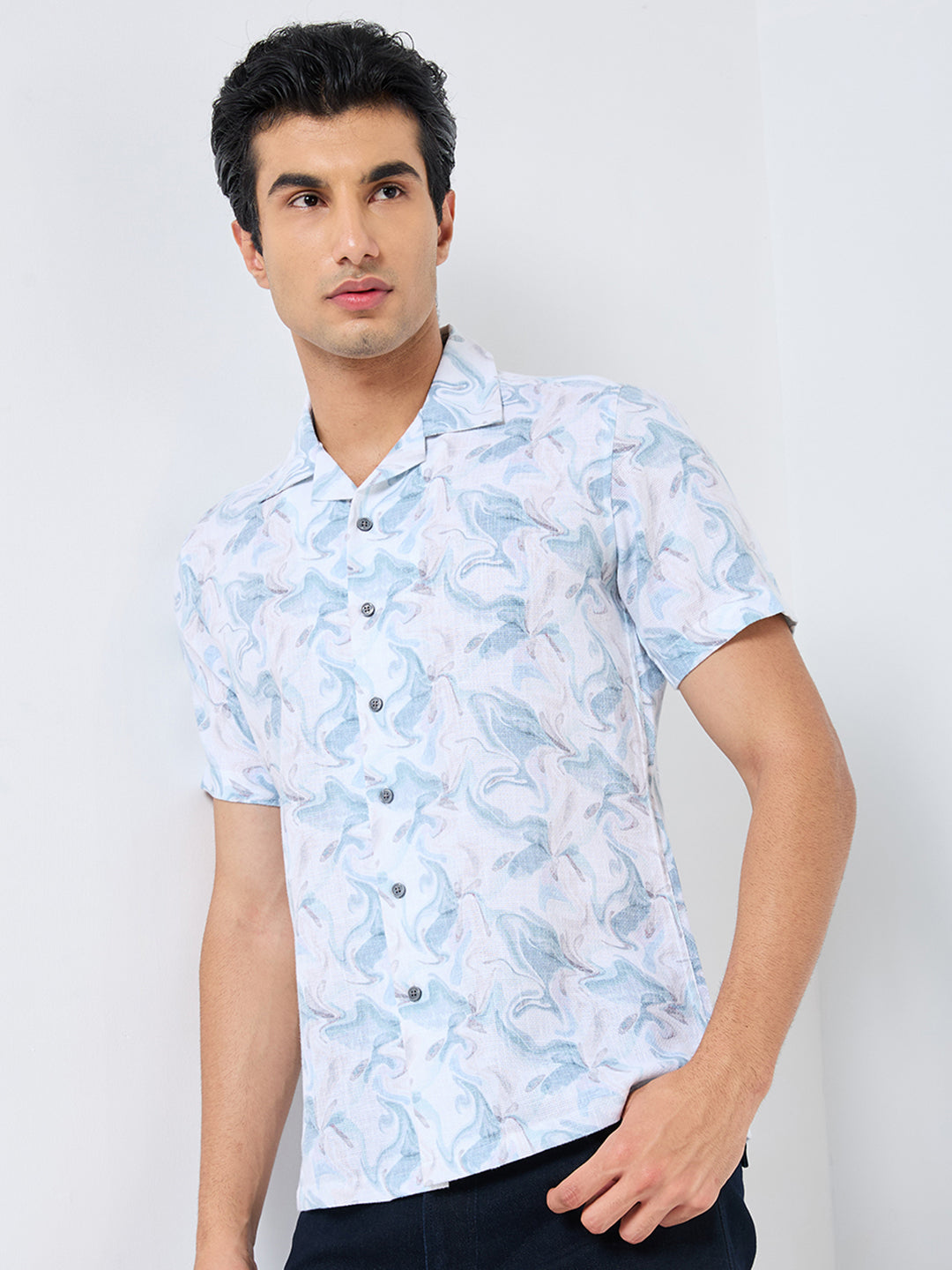 Killer Men Light Green  Printed Regular Fit Shirts