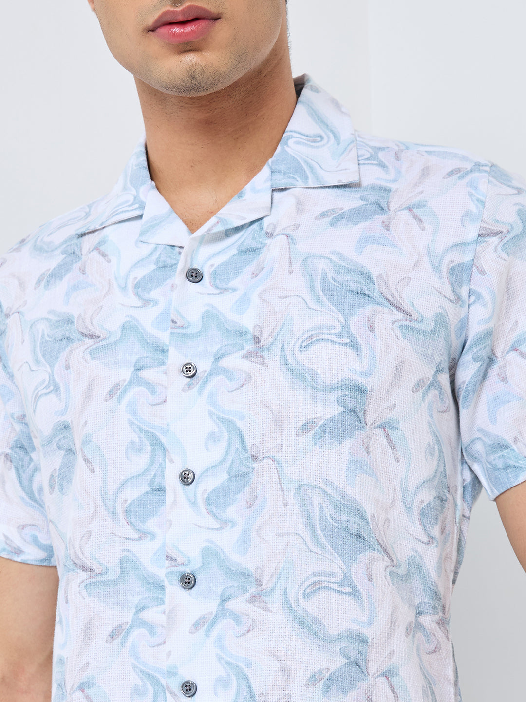 Killer Men Light Green  Printed Regular Fit Shirts