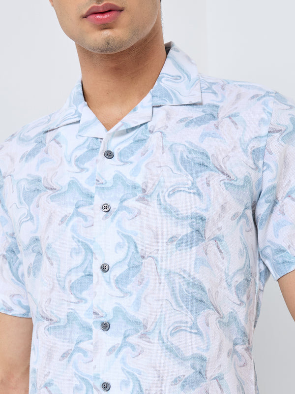 Killer Men Light Green  Printed Regular Fit Shirts