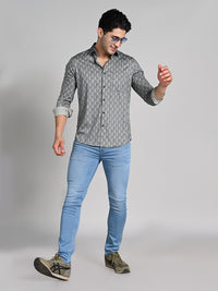 Killer Men Sage Green Printed Slim Fit Shirts
