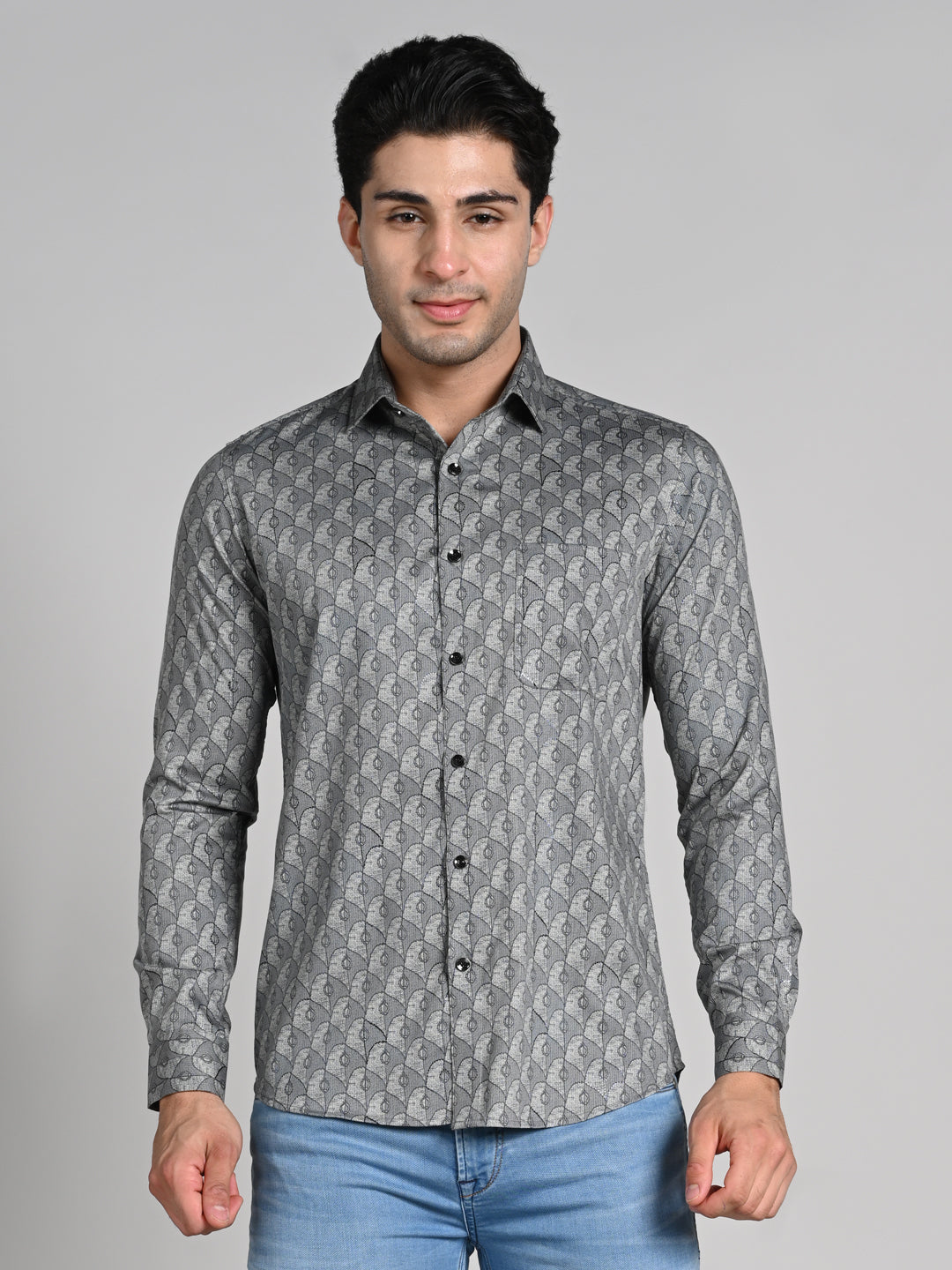 Killer Men Sage Green Printed Slim Fit Shirts