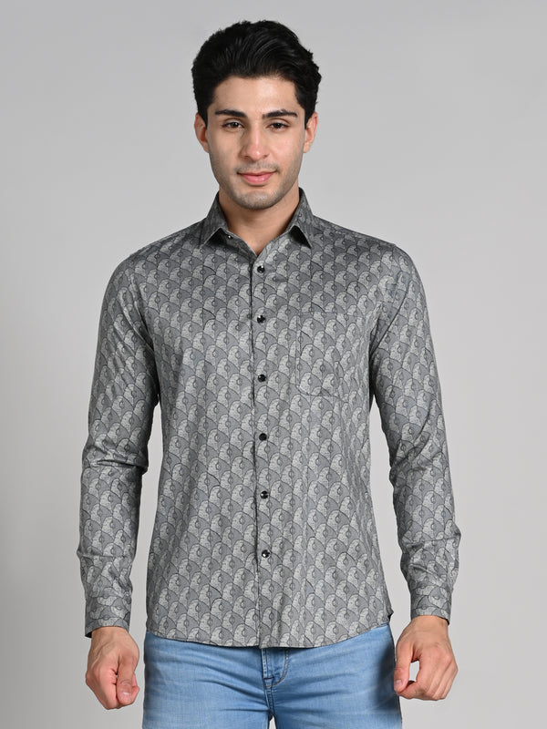 Killer Men Sage Green Printed Slim Fit Shirts