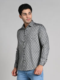 Killer Men Sage Green Printed Slim Fit Shirts