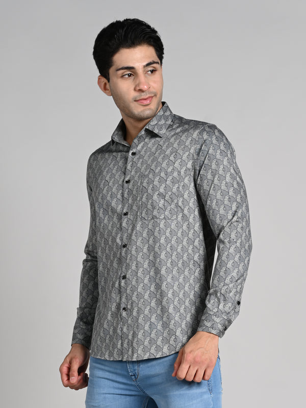 Killer Men Sage Green Printed Slim Fit Shirts