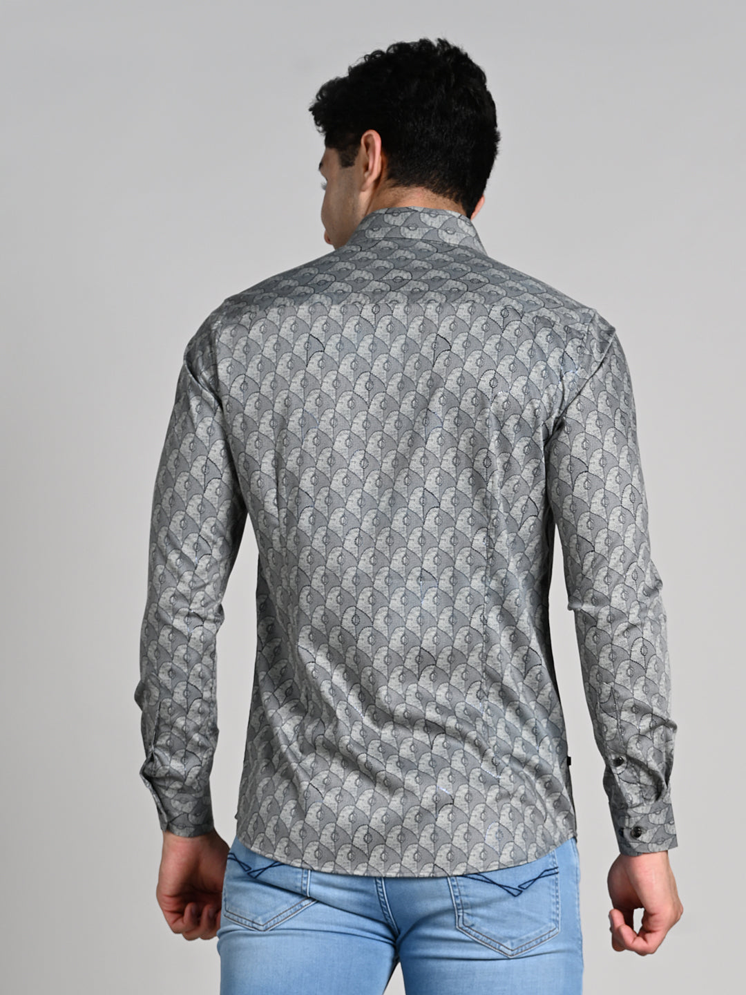 Killer Men Sage Green Printed Slim Fit Shirts