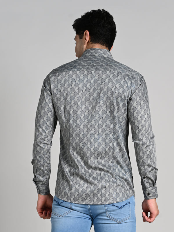 Killer Men Sage Green Printed Slim Fit Shirts