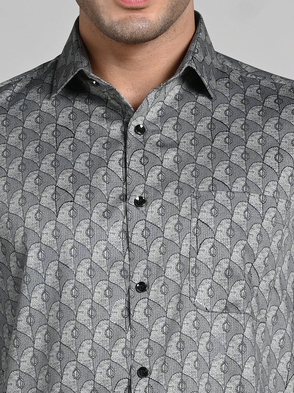 Killer Men Sage Green Printed Slim Fit Shirts