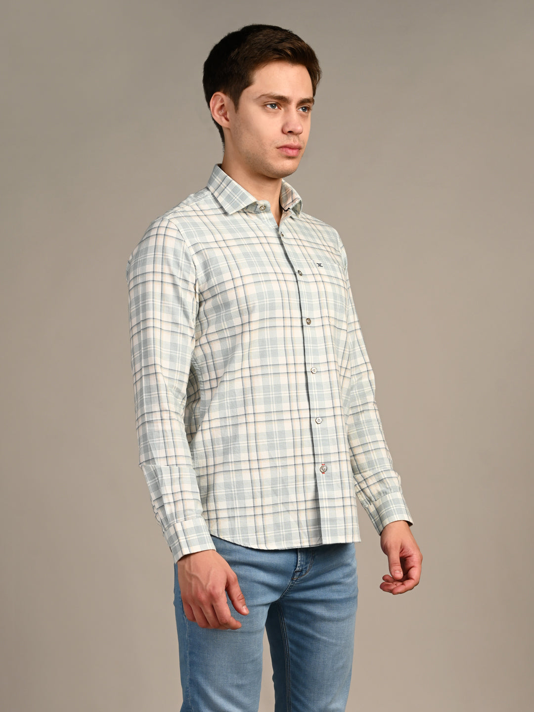 Killer Men Green Checks Slim Fit Shirts
