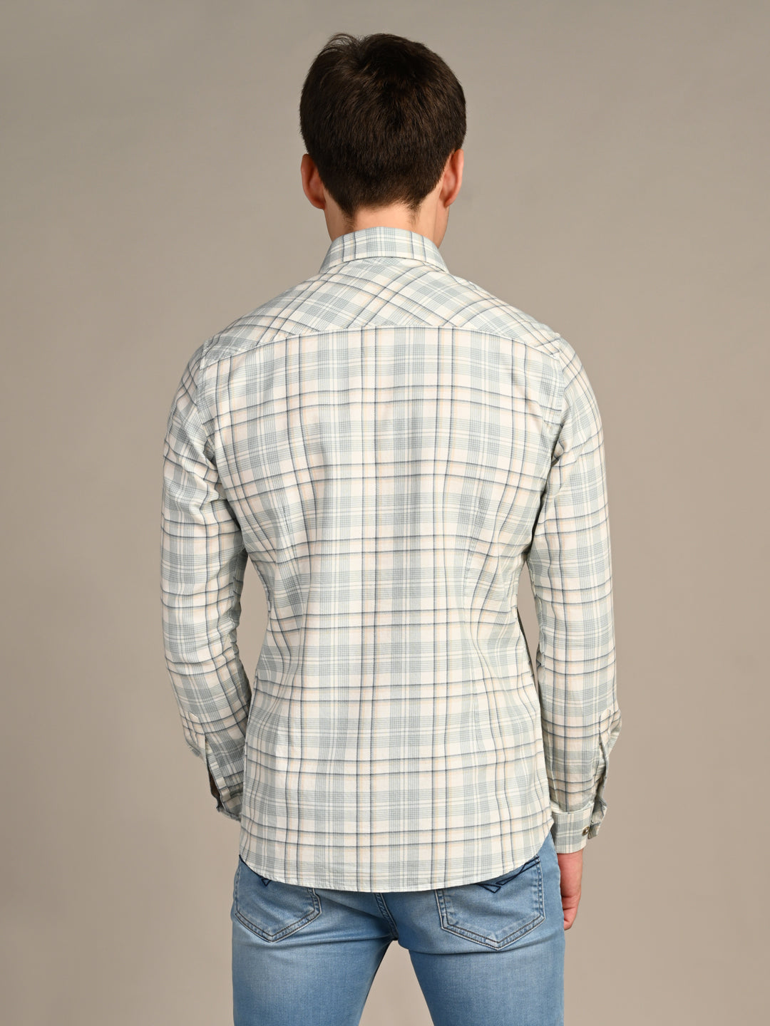 Killer Men Green Checks Slim Fit Shirts