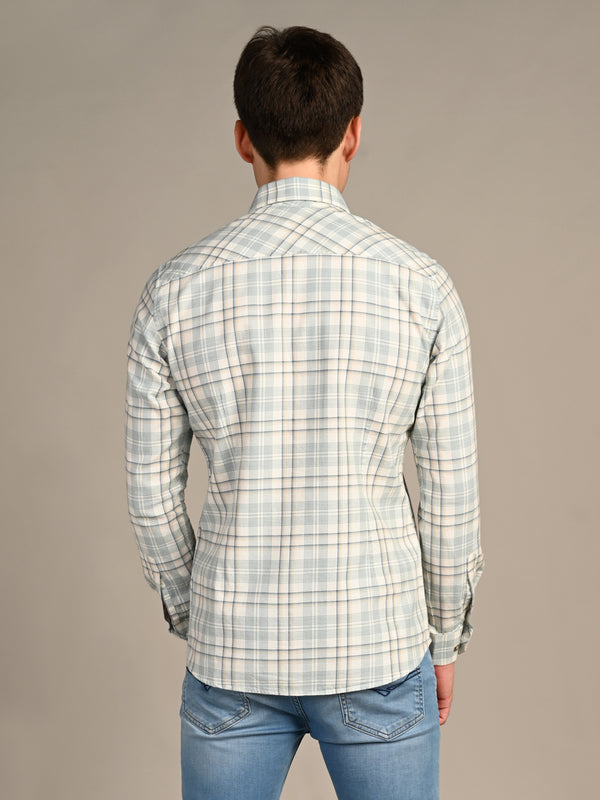 Killer Men Green Checks Slim Fit Shirts