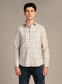Killer Men Brown Checks Slim Fit Shirts