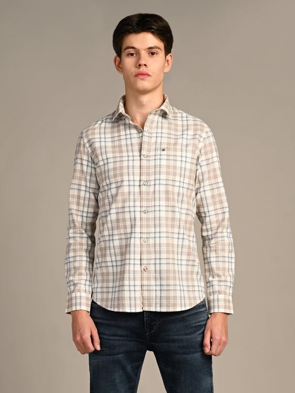Killer Men Brown Checks Slim Fit Shirts