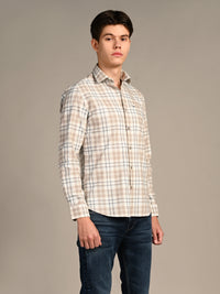 Killer Men Brown Checks Slim Fit Shirts