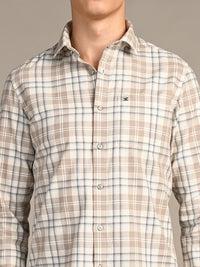 Killer Men Brown Checks Slim Fit Shirts