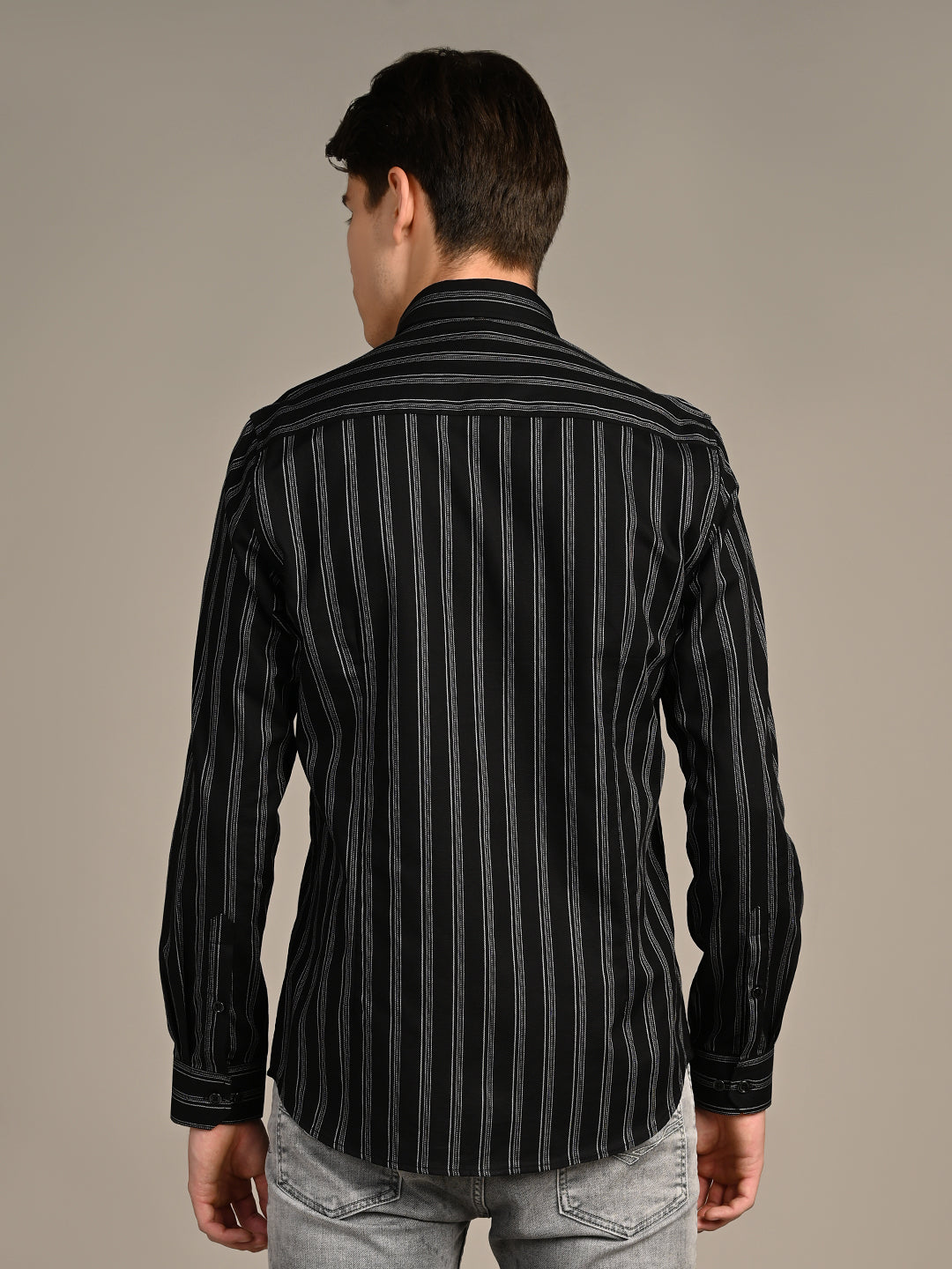 Killer Men Black Stripe Slim Fit Shirts