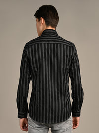 Killer Men Black Stripe Slim Fit Shirts