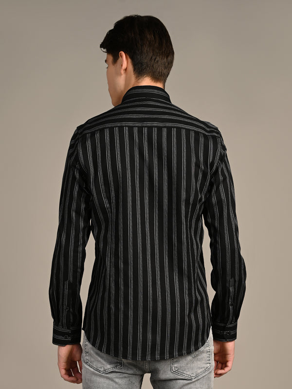 Killer Men Black Stripe Slim Fit Shirts