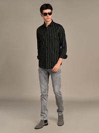 Killer Men Black Stripe Slim Fit Shirts
