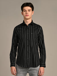 Killer Men Black Stripe Slim Fit Shirts