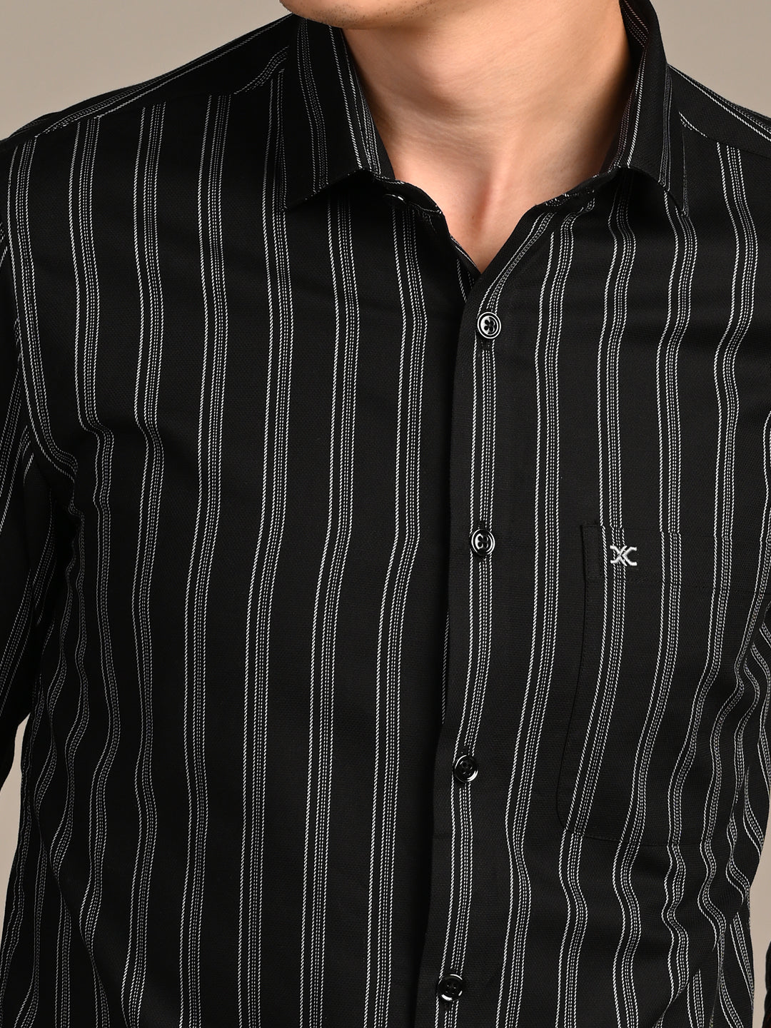 Killer Men Black Stripe Slim Fit Shirts