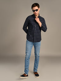 Killer Men Navy Checks Slim Fit Shirts